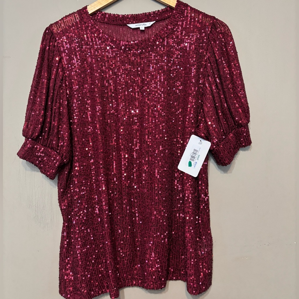 AMARYLLIS NWT Sequin Short Sleeve Top